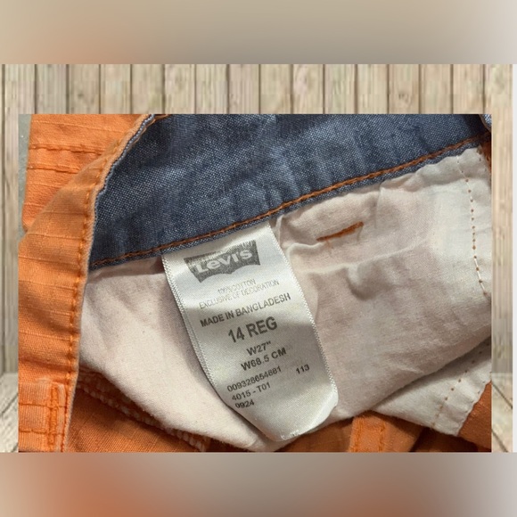 Levi’s Cargo Shorts Youth Size 14 Reg Orange Boys With Pockets - Picture 4 of 5